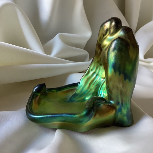 Zsolnay Porcelain Art Deco Bird Vulture Snake Eosin Tray Dish Figure Sculpture - Picture 4 of 21