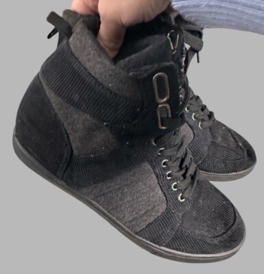 Rue21 Carbon Men’s Size High Top Sneakers Black Corduroy Charcoal Gray  Trim