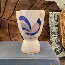 Stoneware Egg Cup Shabby Rooster Chicken 4 1/4 “ Has Chips Farmhouse Primitive