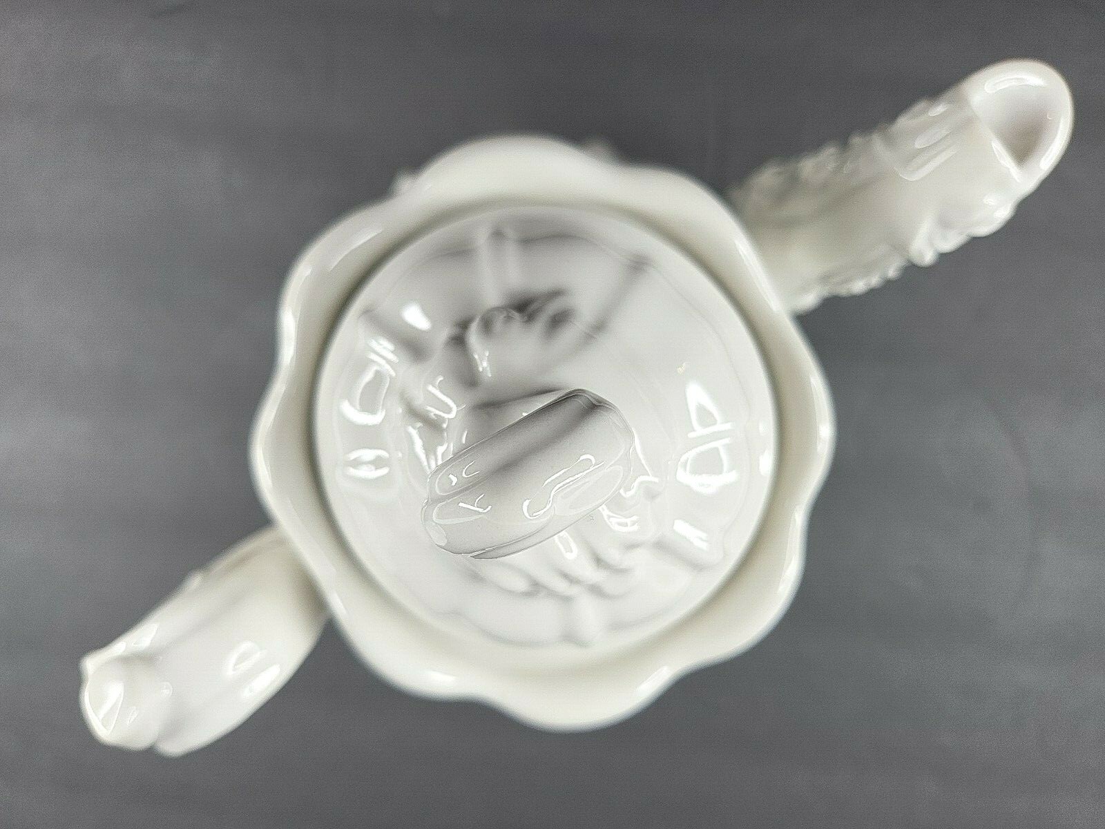 Red Cliff Ironstone Grape Lidded Teapot Vintage 9" White Stoneware Tea