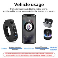 Black Wireless Bluetooth Media Button Remote Controller For Motorcycle Handlebar
