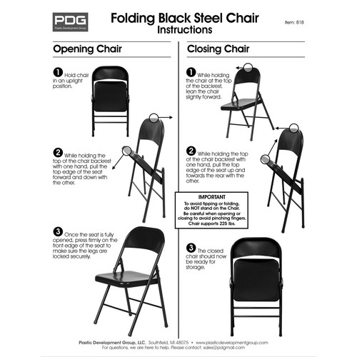 Silla plegable de metal de acero Plastic Development Group, negra (paquete de 4) (caja abierta) - Imagen 7 de 7