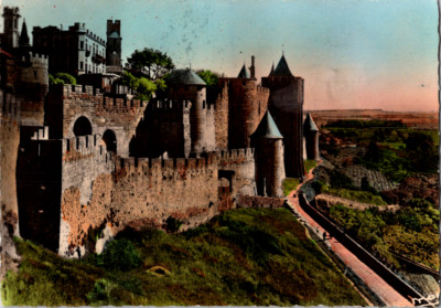 Vintage Postcard Carcassonne France Ensemble De La Porte D'Aude Landmark