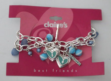 ED blue heart bead BEST FRIENDS FOREVER link Bracelet 2 pc set Claire's Jewelry