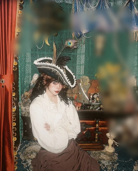 Piratas del Caribe Poleado Sombrero Pirata Gorra Juegos con disfraces Halloween Tocado utilería Foto 2 de 4