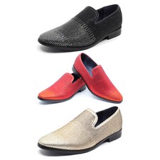 Men's Vintage Rhinestone Designer Classic Smoking Dress Tuxedo Loafers Shoes