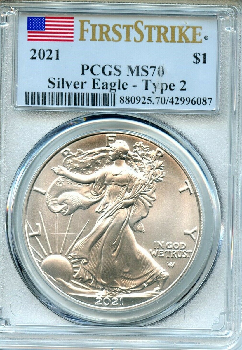 2021 Type 2 ASE PCGS MS70 Coin FS Silver Eagle Dollar Amricons
