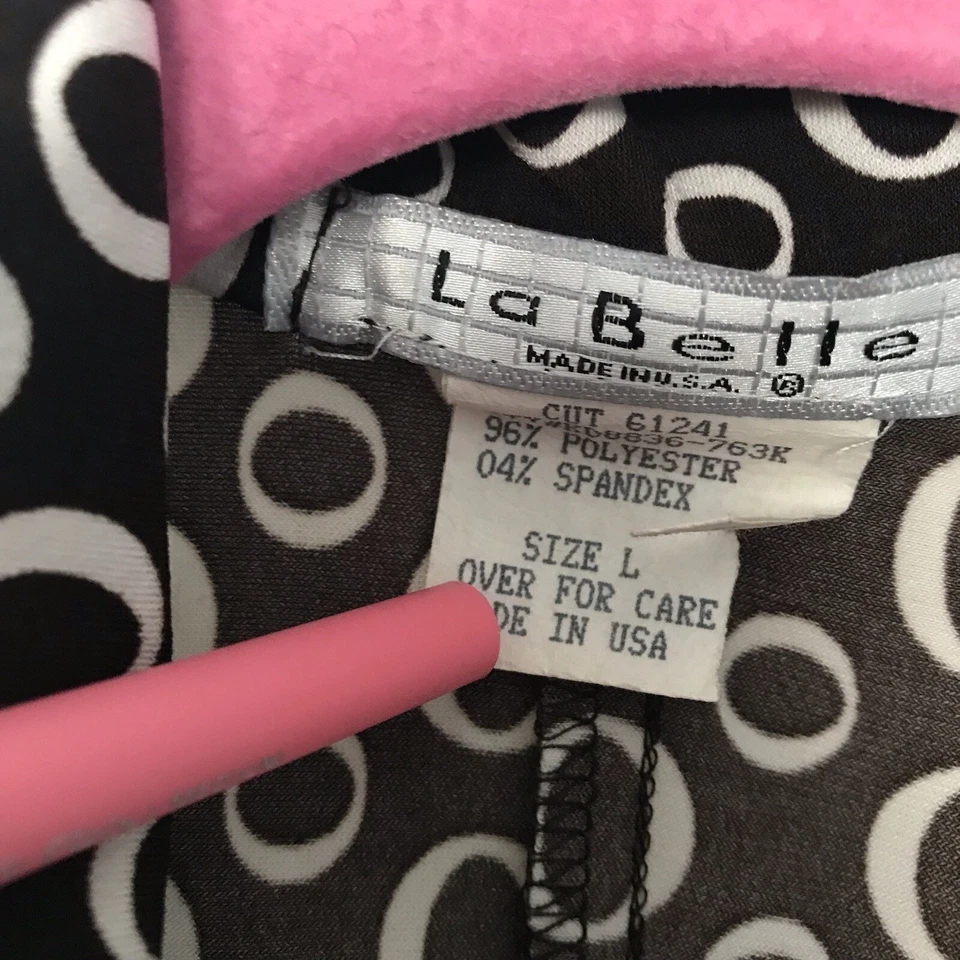 Vintage 90s La Belle Dress Womens Large Wrap Brown White Retro 70s Geometric Mod - Image 4 of 4