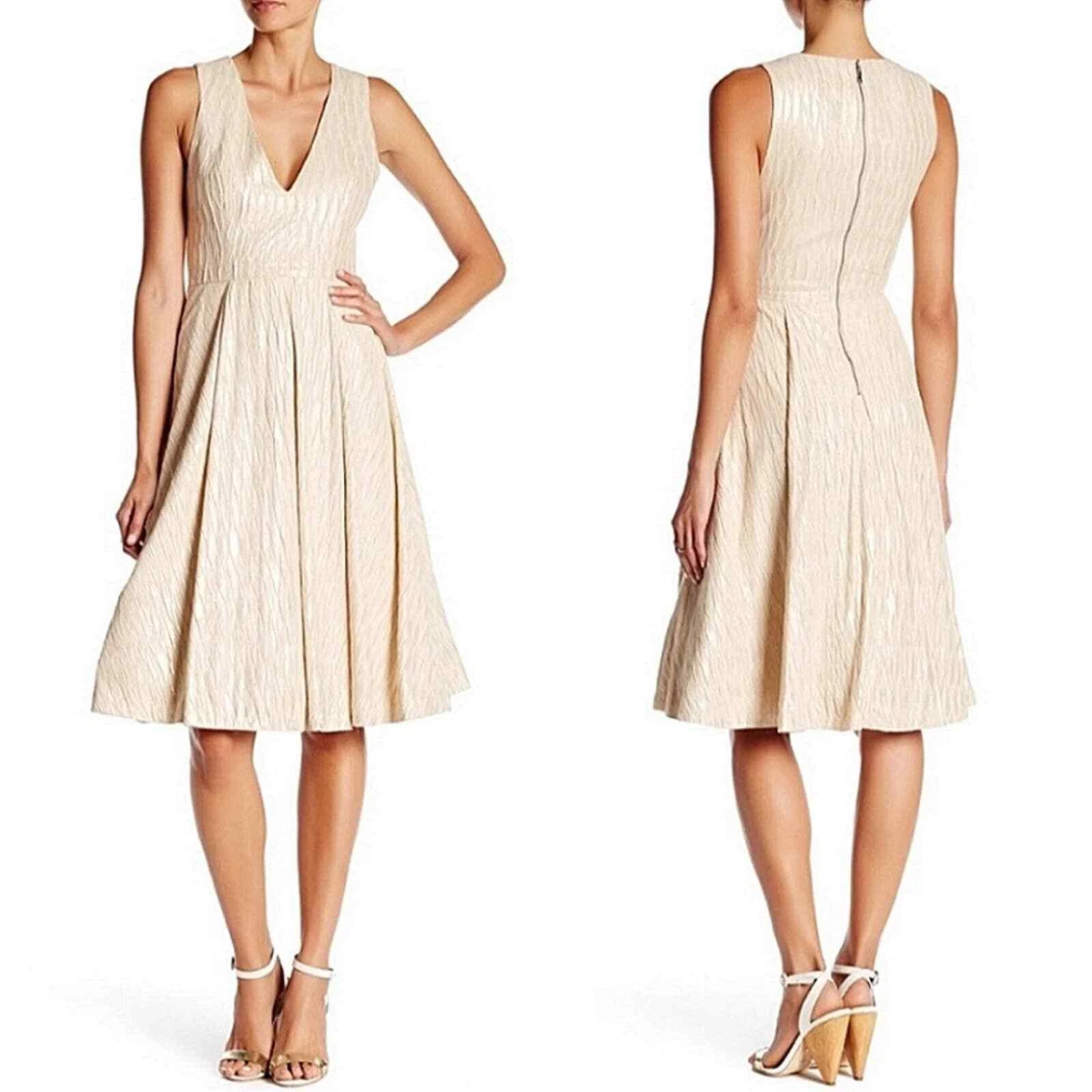 Beige knee sale length dress