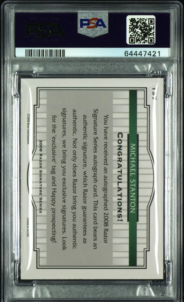 2008 Razor Signature Series Giancarlo Stanton Black Auto Rc 076/199 PSA 7 - Image 2 of 2