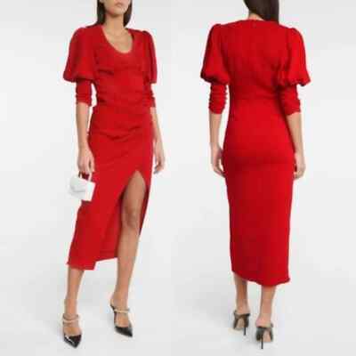 self portrait burgundy stretch crepe midi dress Black Tailored Crepe Midi Dress  self-portrait-US