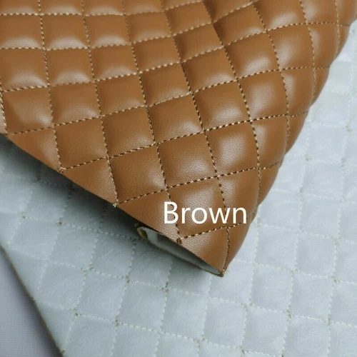 1 Yard Quilted PU Leather Car Upholstery Fabric Diamond Square Sewing Material - Picture 18 of 30