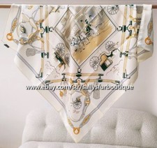 Sallys Boutique 14 18 Momme Twill Silk Wrap Scarf Carriage Horse Print Shawl 35"