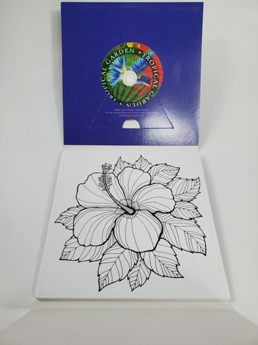Tropical Garden Adult Coloring Book W/ Bonus Relaxation Music CD Inc. Color Book - Picture 2 of 3