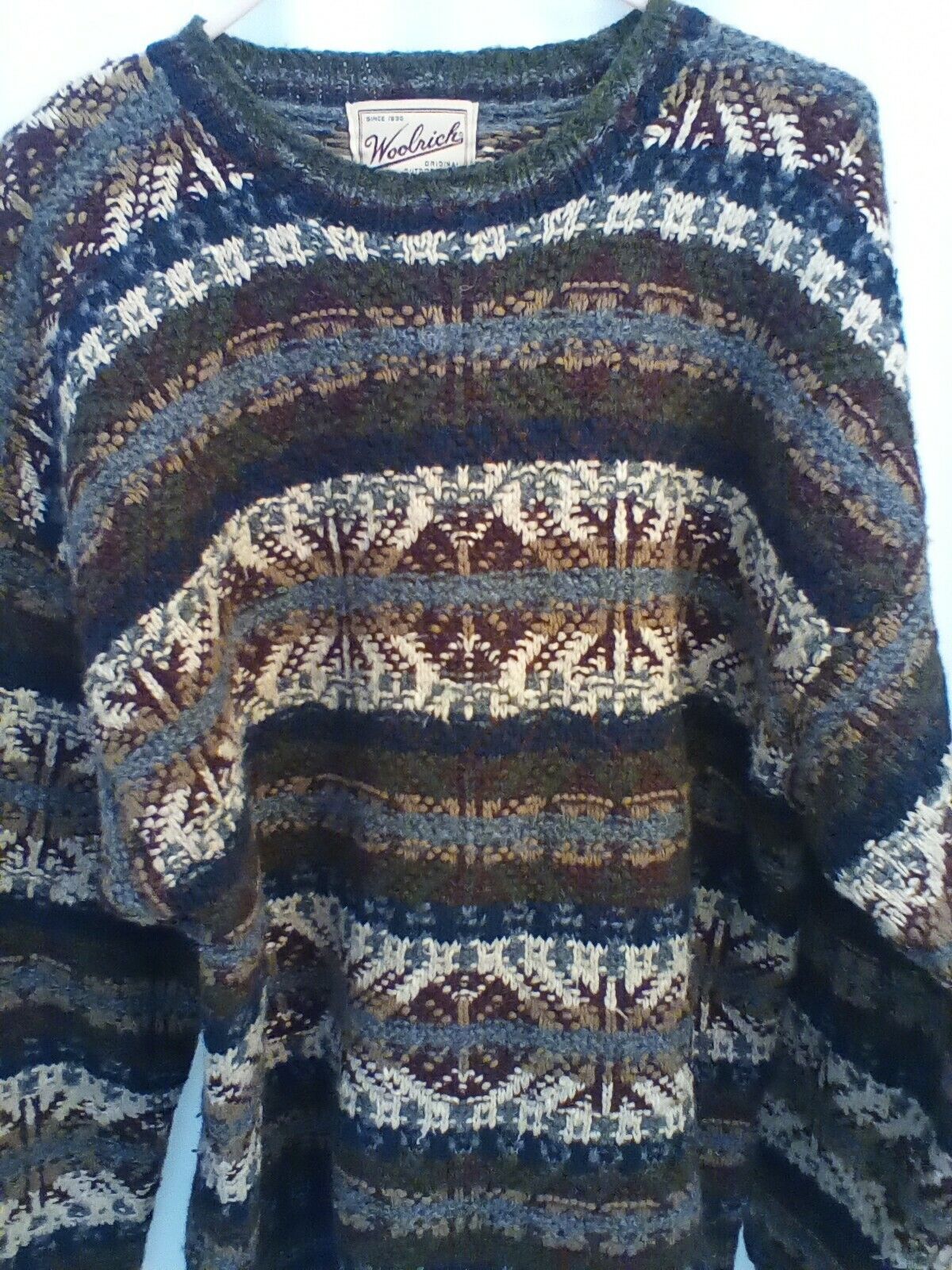 woolrich wool sweater  med vintage hand knit ski - image 1
