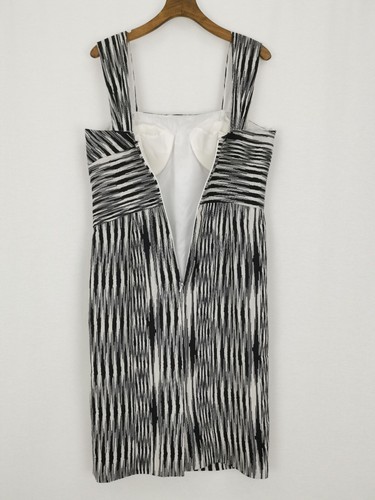 John Charles Empire Shift Knee Length Dress Size 14 Wide Strap Black White Zebra - Picture 7 of 12