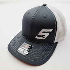 Richardson 112 Trucker Cap Hat Mesh Snapback Gray & White Snap-On  Embroidered