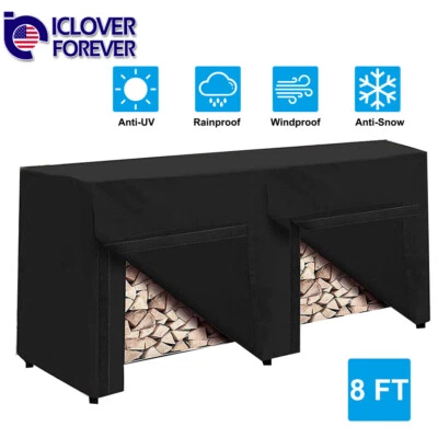 8 FT Firewood Log Rack Cover Outdoor Waterproof Wood Dust Storage Sun Protector - Image 1 of 4