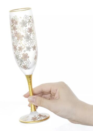 ADERIA Glassware EL DORADO SAKURA Champagne Flute Glass 180ml Pair Set Japan - Picture 2 of 6