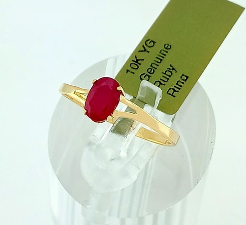 GENUINE 0.65 Cts RUBY RING 10K YELLOW GOLD - Free Certificate Appraisal - NWT - Picture 3 of 7