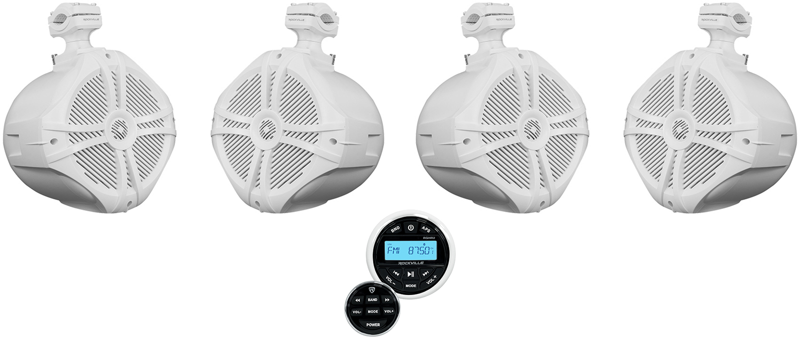 4 Rockville RWB90W White 8 динамиков на поворотной башне для морского вейкбординга ресивер
