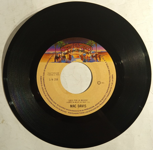 MAC DAVIS  -HOOKED ON MUSIC / ME AND THE FAT BOY- MEXICAN 7" SINGLE, PROMO - Foto 1 di 3