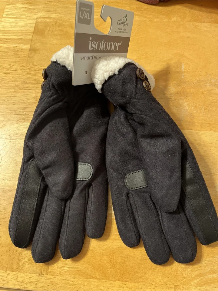 Guantes repelentes al agua de microgamuza ISOTONER para mujer SmarTouch negros L/XL $46 NUEVOS CON ETIQUETAS Foto 3 de 4