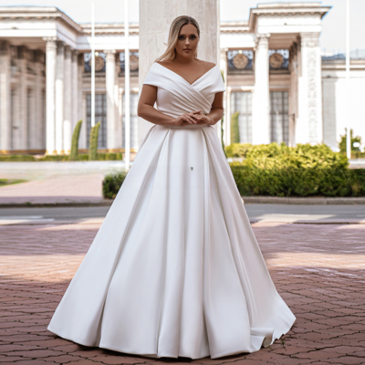 wedding dresses for short brides Short Satin Wedding Dress With Straps Rada Ivory / 2 US (34 EU)