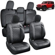 Jeep Seat Covers Wrangler 4 Door Leather Front  Rear Seat Cover Full Set for...