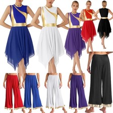 Women Outfit Ballroom Costume Pants Dancewear Dress Celebration Modern Set