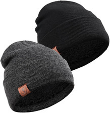 Winter Beanie Daily Hat - Thermal Polar Fleece Ski Stocking Skull Cap for Men an