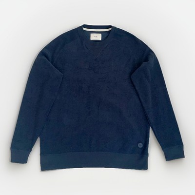 Folk Men’s Sweatshirt Jumper Navy Size Large Crew Neck Towelling Terry  Raglan UK