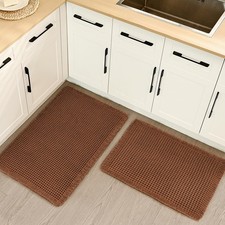 Siyaluens Luxury Waffle Bath Mat Super Absorbent Non Slip Bathroom Rugs Boho