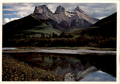 Postcard The Three Sisters Bow River Canmore Alberta CA Mountain