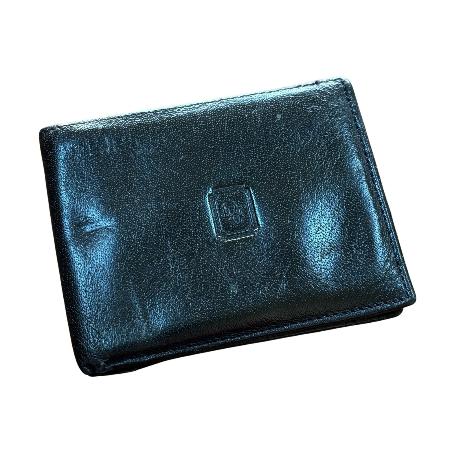 Portefeuille homme Christian Dior cuir noir double pli endommagé/défauts à réparer
