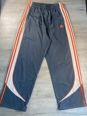 Adidas Track Pants Men Large Grey Orange Stripes Baggy Wide