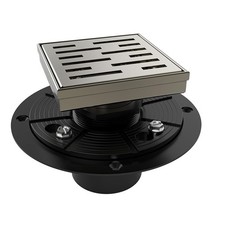 4 Inch Square Shower Drain Nickel Floor Drain with Flange Rainline Pattern Co...
