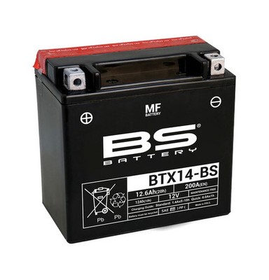 BS BATTERY Batería BTX14-BS sin mantenimiento de 12V para tu vehículo