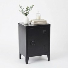 Metal Storage Cabinet, Black, 40x30x57cm, with 2 Shelves and Door Black