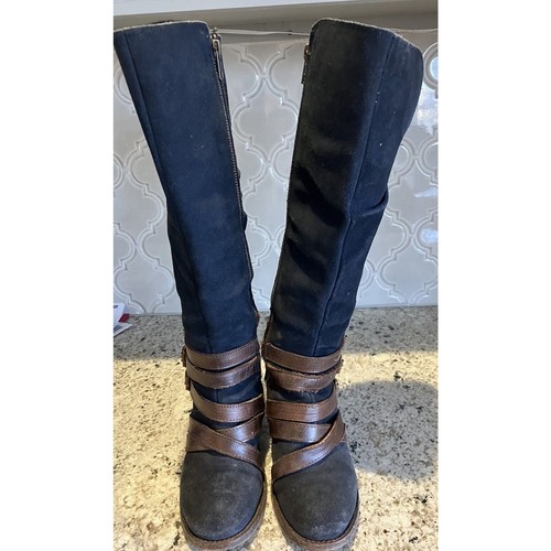 Freebird by Steven FB-Jules Blueish Black Suede Leather Side Zip Boots Size 7 - Picture 3 of 13