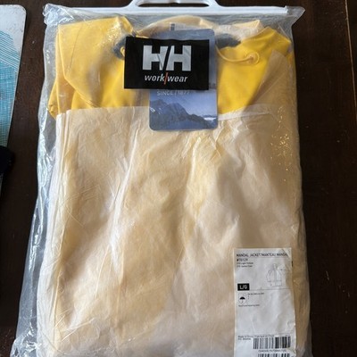 NEW Helly Hansen Mens Mandal Waterproof Jacket W Hood 70129 Light Yellow Large