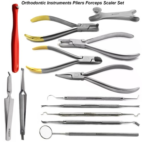 Kit Strumenti Ortodonzia Dentale Pinze Filo Rigido Bocca Distale Specchio - Foto 1 di 14