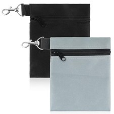 2 Pack Golf Ball Bag, Golf Tee Bag Pouch 6.7 x 5.5 Zippered Pouch with Metal ...