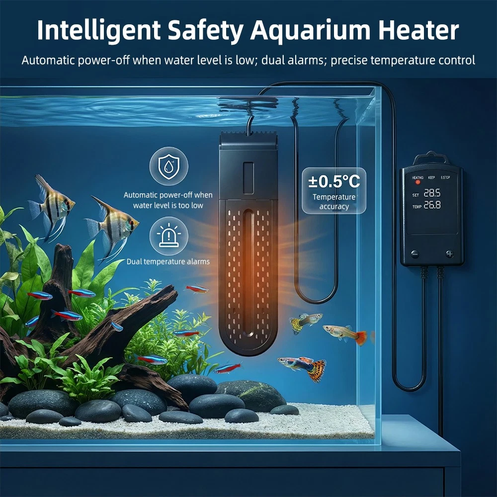 1200W Digital Inverter Aquarium Submersible Heater Fish Tank Low Water Stop Heat