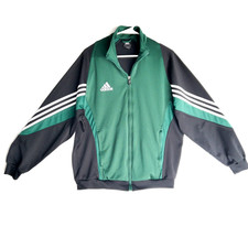 VTG Adidas Tricot Track Jacket Mens M Three 3 Stripe Mock Neck Climalite Zip Y2k