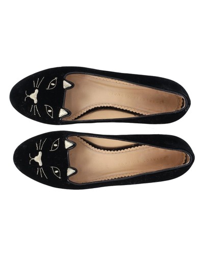Charlotte Olympia Kitty Ballet Flats In Suede Women Black Size 39.5 - 第 4/6 張圖片