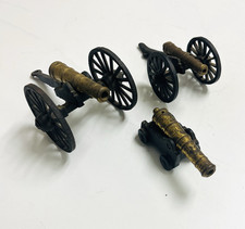 Vintage Miniature Cannon Lot of 3 Brass Cast Iron Civil War Naval Desk Replicas