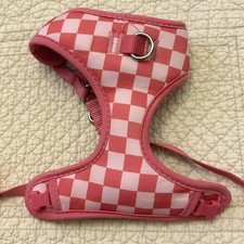 Top Paw XS Pink Checkered Harness - Front and Back Leash Clip, Adjustable Strap
