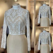 White Wedding Jacket for Bride Bolero Lace Long Sleeves Ivory Bridal Jackets