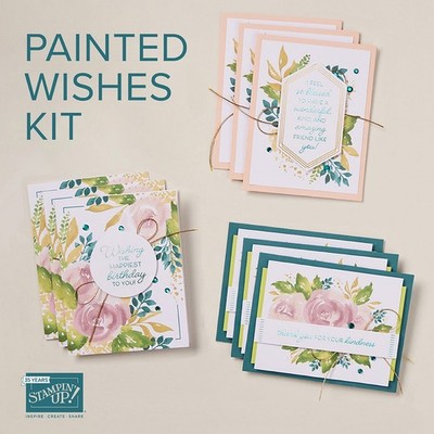 RARE Stampin' Up! Painted Wishes Kit   9 Cards Complete Card Making Craft Kit